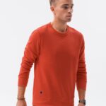 Ombre Clothing Jednoduchá tmavě červená mikina bez kapuce B978