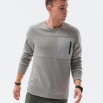 Ombre Clothing Originální šedá mikina s kapsou B1355