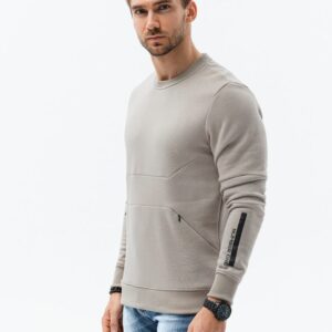 Ombre Clothing Béžová mikina bez kapuce B1349