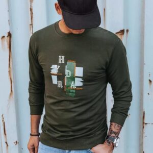 Dstreet Mikina s trendy potiskem v khaki barvě