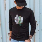 Dstreet Mikina s trendy potiskem v černé barvě