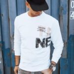 Dstreet Bílá mikina bez kapuce s potiskem