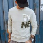 Dstreet Béžová mikina bez kapuce s potiskem