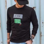 Dstreet Černá mikina bez kapuce s originálním potiskem