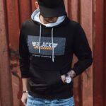 Dstreet Stylová černá mikina s potiskem Black Revolution