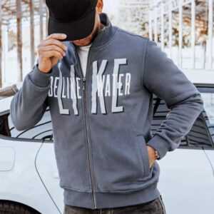 Dstreet Atraktivní tmavě šedá mikina bez kapuce