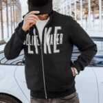 Dstreet Atraktivní černá mikina bez kapuce