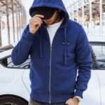 Dstreet Stylová indigo mikina s kapucí