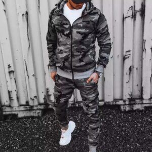 Dstreet Maskáčová tmavě šedá tepláková souprava