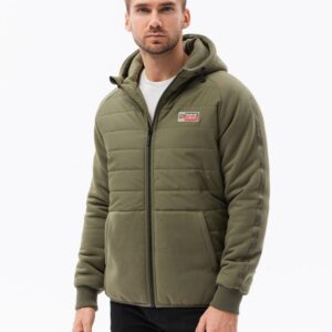 Ombre Clothing Krásná přechodná olivová bunda C601