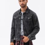 Ombre Clothing Moderní černá riflová bunda C441