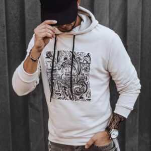 Dstreet Mikina s kapucí a potiskem v ecru barvě