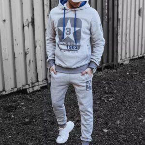 Dstreet Světle šedá tepláková souprava s potiskem