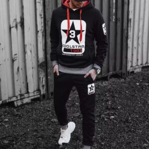 Dstreet Černá tepláková souprava s potiskem