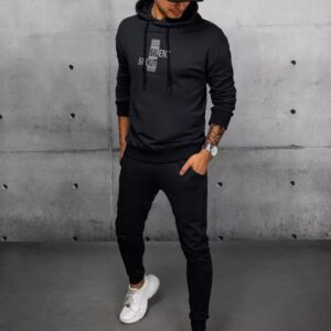 Dstreet Atraktivní černá tepláková souprava