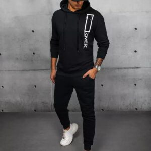 Dstreet Černá tepláková souprava s nápisem Over