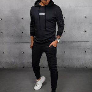 Dstreet Černá tepláková souprava s potiskem