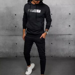 Dstreet Černá tepláková souprava s potiskem