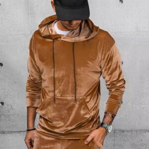 Dstreet Kamelová velurová mikina s kapucí