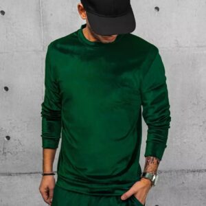 Dstreet Velurová mikina v zelené barvě