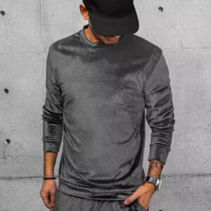 Dstreet Velurová mikina v tmavě šedé barvě