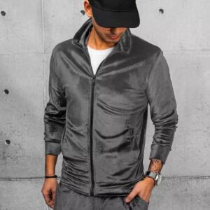 Dstreet Stylová velurová šedá mikina