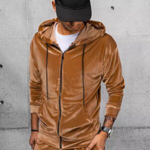 Dstreet Kamelová velurová mikina na zip