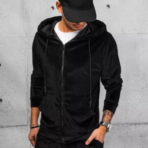 Dstreet Černá velurová mikina na zip