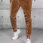 Dstreet Kamelové velurové tepláky