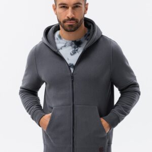 Ombre Clothing Tmavě šedá mikina s kapucí V1 B1423