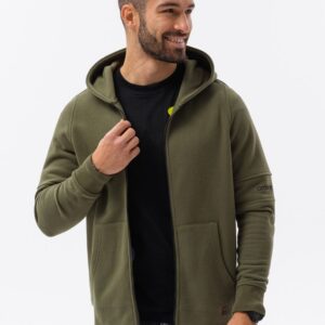 Ombre Clothing Khaki mikina s kapucí V1 B1423