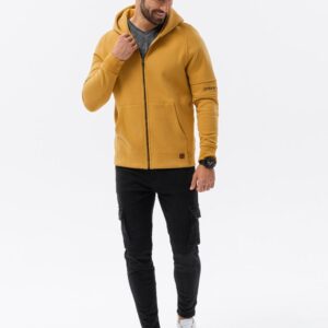 Ombre Clothing Horčicová mikina s kapucí V1 B1423