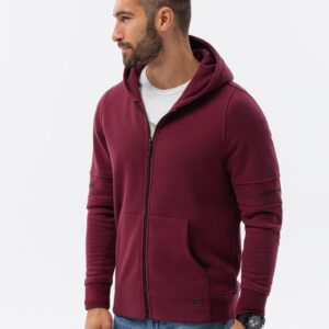 Ombre Clothing Tmavě červená mikina s kapucí V5 B1423
