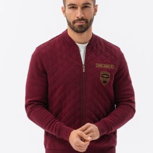 Ombre Clothing Tmavě červená bomber mikina V4 B1422
