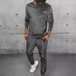 Dstreet Šedá tepláková souprava z veluru