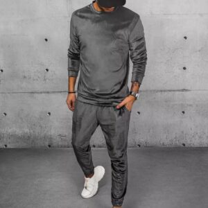 Dstreet Šedá tepláková souprava z veluru