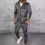 Dstreet Velurová tepláková souprava v šedé barvě