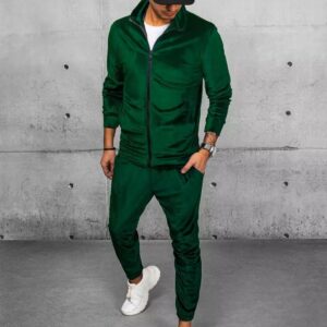 Dstreet Velurová tepláková souprava v zelené barvě