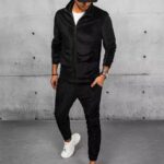 Dstreet Velurová tepláková souprava v černé barvě