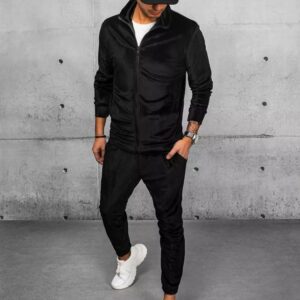 Dstreet Velurová tepláková souprava v černé barvě