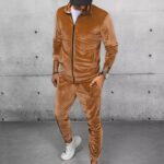 Dstreet Velurová tepláková souprava v kamelové barvě