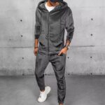 Dstreet Šedá souprava z veluru se zipem