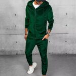 Dstreet Zelená souprava z veluru se zipem