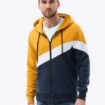 Ombre Clothing Mikina s kapucí v hořčicovém provedení V4 B1419