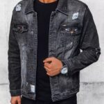 Dstreet Originální černá riflová bunda s výšivkou