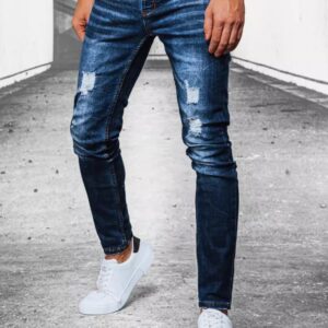 Dstreet Stylové modré rifle s dírami