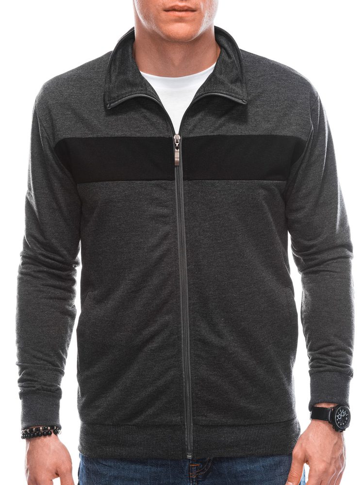 Inny Tmavě šedá mikina bez kapuce B1558 Inny Tmavě šedá mikina bez kapuce B1558