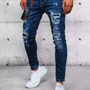 Dstreet Originální děravé rifle v modré barvě