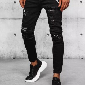 Dstreet Originální děravé rifle v černé barvě