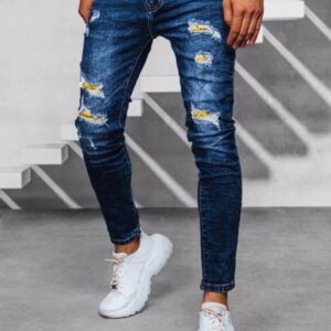 Dstreet Originální děravé rifle v modré barvě